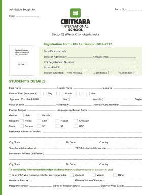 School Admission Registration Form - Blank Fillable Template | Fill Out ...