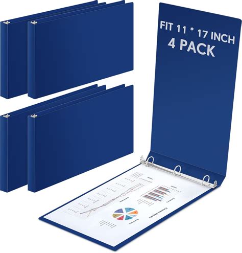 Amazon.com : Humyoun 4 Pcs 11 x 17 Inch 3 Ring Binders 1 Inch Rings ...