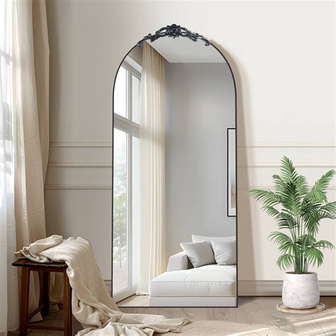 MAYEERTY 71" x 31" Wooden Full Length Mirror Arched Standing Floor ...