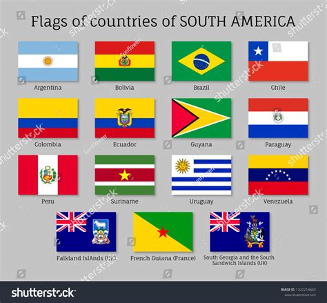 National Countries Flags South America Continent 스톡 벡터(로열티 프리 ...