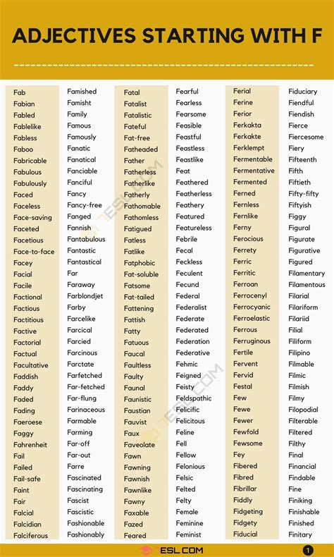Adjectives that Start with F (1400+ F Adjectives in English) • 7ESL