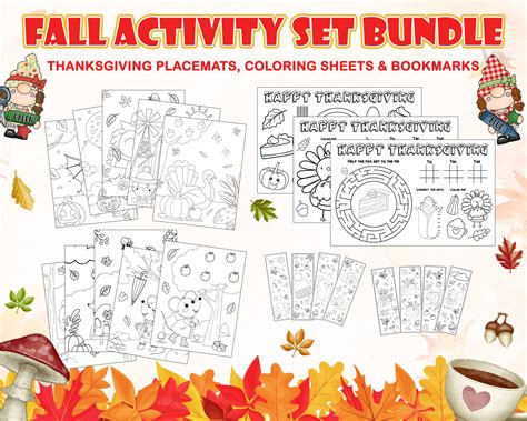 PDF Fall Activity Sheets for Kids Bundle, Autumn Thanksgiving Activity ...