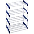 Ebee 8 Pair Metal Shoe Stand (Blue, 4 Shelves) (4 Shelves), 32 X 52 X ...