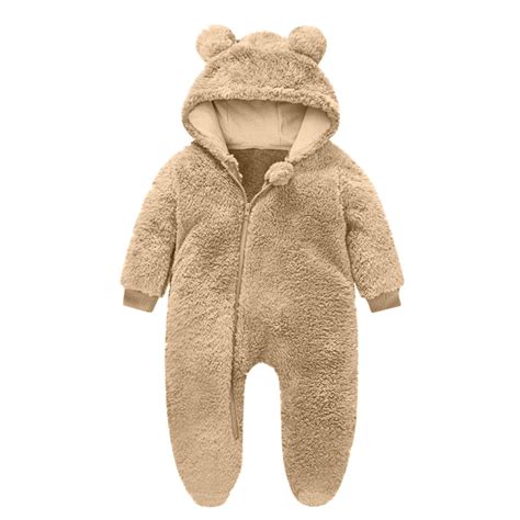 Zwiiyzr 2025 Baby Crawling Clothes Baby Fluffy Hooded Long Jumpsuit ...