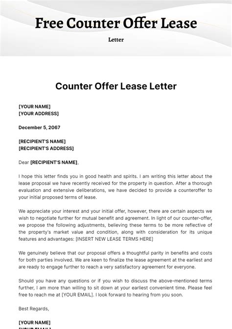 Counter Offer Lease Letter Template - Edit Online & Download Example ...
