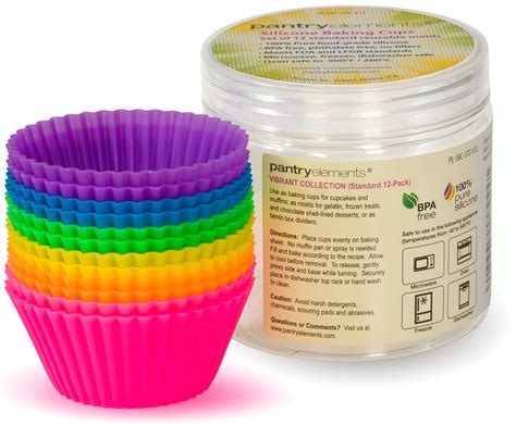 Buy Silicone Cupcake Liners for Baking and Bonus Gift Jar, Set of 12 ...