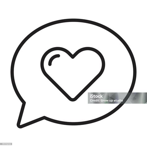 Happy Valentines Day Speech Bubble Chat Heart Line Icon Stock ...