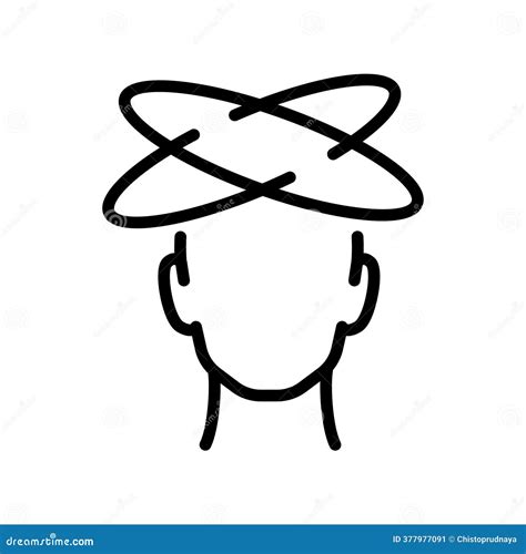 Dizziness Outline Icon. Man With Dizziness Symptom Of Migraine, High ...