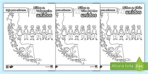 Hojas para colorerar: Niños de Chile unidos (teacher made)