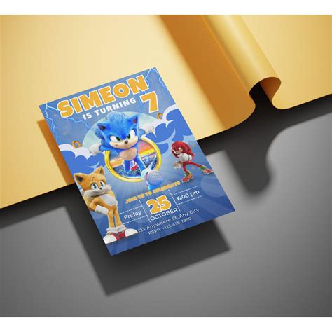 Sonic Birthday Invitation, Super Sonic Party Invitation, Super Hedgehog ...