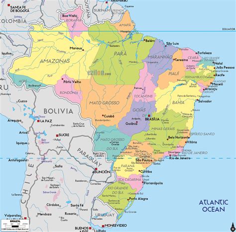 Large detailed administrative map of Brazil. Brazil large detailed administrative map | Vidiani ...