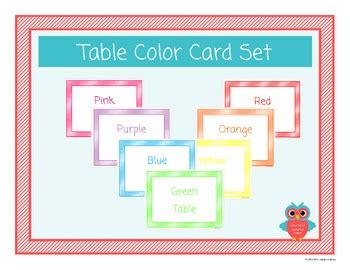 Image result for Color Table Card