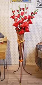 Buy GROOVE AND GRAINS Set of 2 Metal Round Flower Vase for Home Decor ...