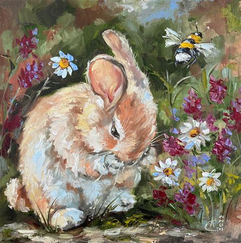 Cute little rabbit. Oil painting : r/Rabbits