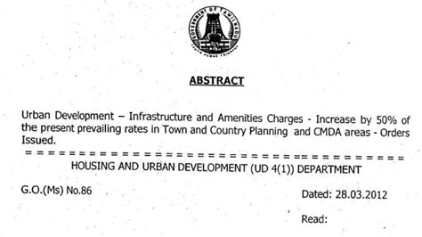G.O. (Ms) No.86: Revised Infrastructure Charges in Urban Development ...