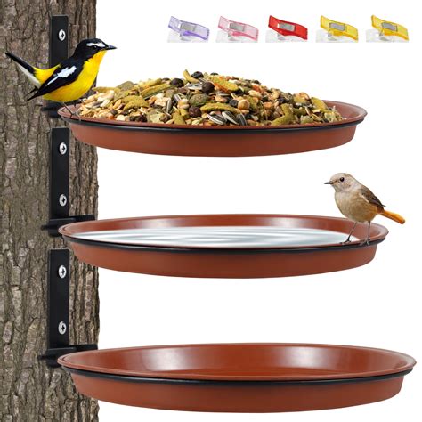 Grusce 3Pcs Bird Trays Tree Mounted Bird Feeders Hanging Bird Seed Tray ...