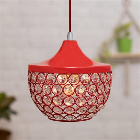Buy HOMESAKE Contemporary Decor Red Crystal Pendant Light from Homesake ...