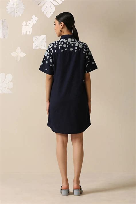 Okhai 'Stone Walk' Pure Cotton Applique Work Shirt Dress – Okhaistore