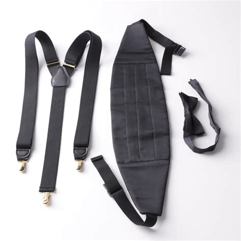 Men's Black Tuxedo with Bow Tie, Suspenders and Cummerbund | EBTH