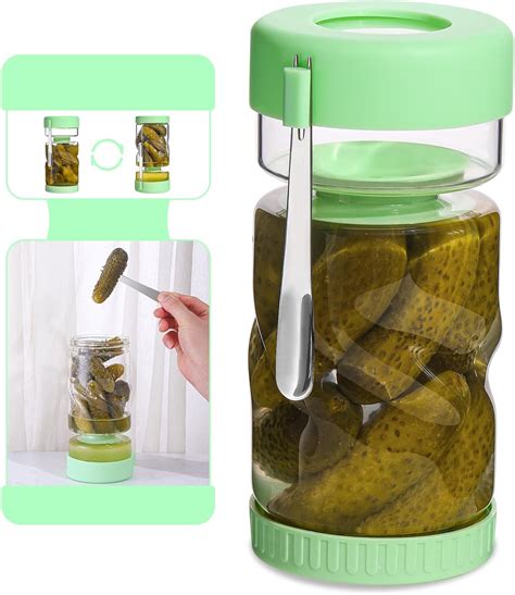 Amazon.com: Glass Pickle Jar with Strainer Flip and Stainless Steel ...