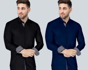 VTEXX Men Solid Casual Black, Dark Blue Shirt - Buy VTEXX Men Solid ...