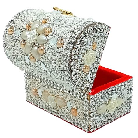 Shri Shri Handicraft Beads Work Jewellery Box (White) Jewelry Boxes ...