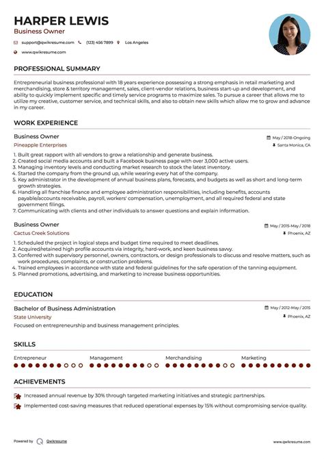 Business Owner Profile Sample 的图像结果
