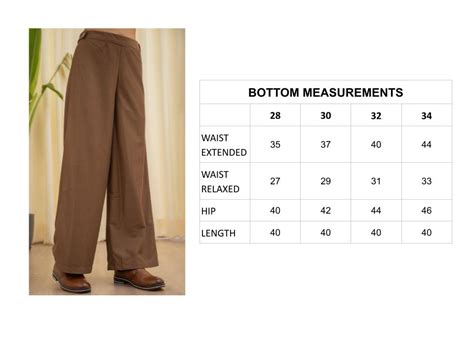 CORDUROY WIDE LEG SIZE CHART – FEATHERS CLOSET