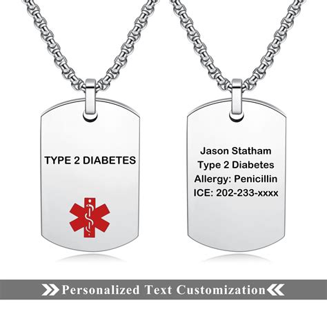 Customized Medical Alert Necklace for Men & Women 316L | Etsy