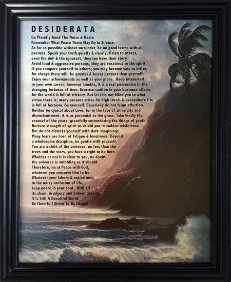 Buy Desiderata Poem by Max Ehrmann Tropical Art in Black Solid Wood ...