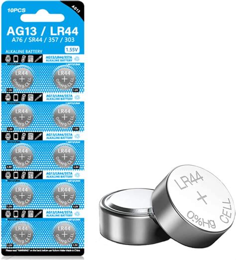 jixik 10pcs LR44 Batteries AG13 Button Cell Battery 1.5V 357 303 SR44 ...