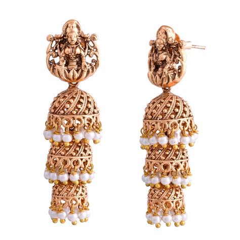 Gold Opulence Amrutha Temple Jhumka Earrings – VOYLLA