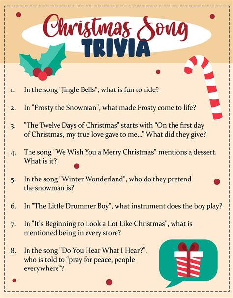 Christmas Song Trivia - 12 Free PDF Printables | Printablee