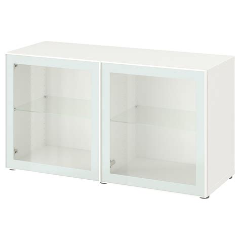 BESTÅ shelf unit with glass doors, white Glassvik/white/light green ...