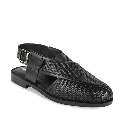 Regal Imperio Black Men Woven Leather Slip On Sandals : Amazon.in: Fashion