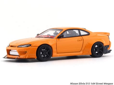 Nissan Silvia S15 orange 1:64 Street Weapon diecast scale model car ...