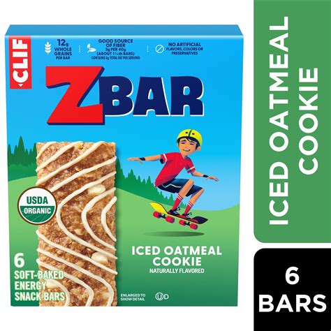 Zbar Iced Oatmeal Cookie Flavor Soft Baked Snack Bars, Organic Granola ...