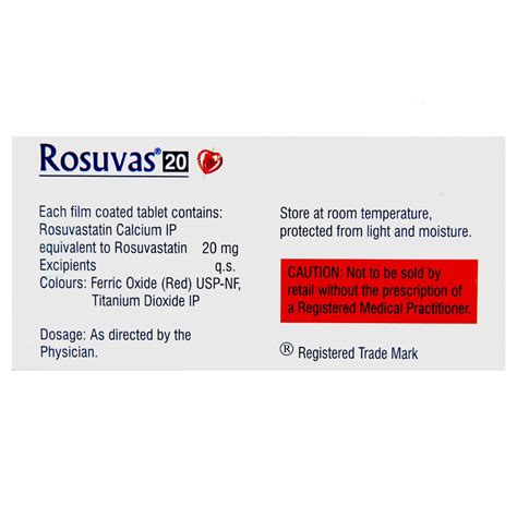 Rosuvas 20 Tablet | Uses, Side Effects, Price | Apollo Pharmacy