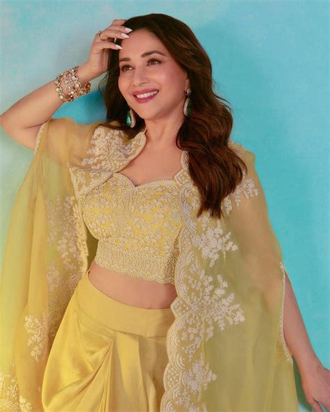 Madhuri Dixit Nene’s cape + drape skirt set proves why yellow is a ...