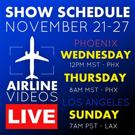 AIRLINE - This weeks 🔴LIVE stream schedule for Airline Videos Live in ...