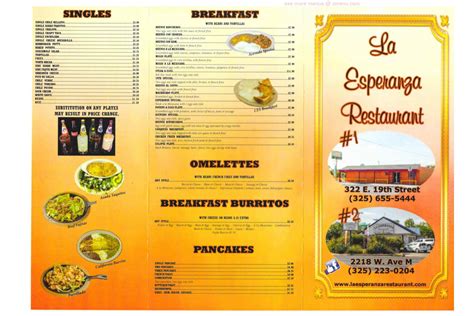 Online Menu of La Esperanza Restaurant Restaurant, San Angelo, Texas ...