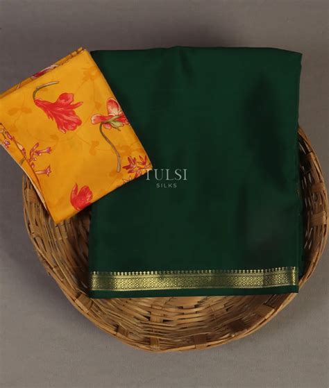 Buy Green Mysore Crepe Silk Saree T473933