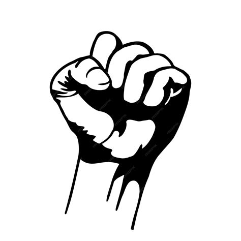 Silueta de un puño levantado cuesta arriba símbolo de libertad, lucha ...