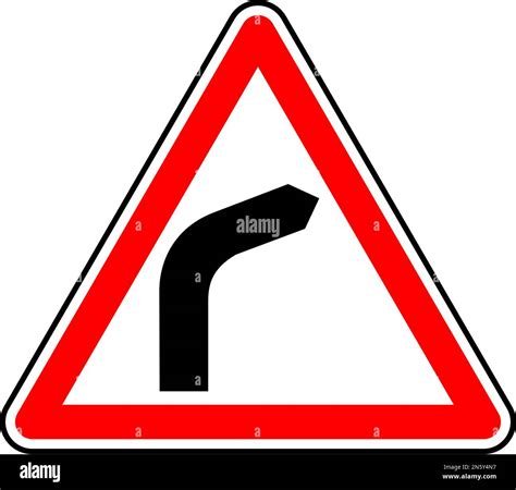 Vector graphic of a uk warning of a right hand bend ahead road sign. It ...