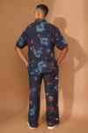 Buy Blue Cotton, Viscose Embroidery Floral Print Boxy Shirt With Pant ...