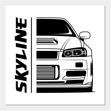 Front JDM Skyline R34 Wall Art Print