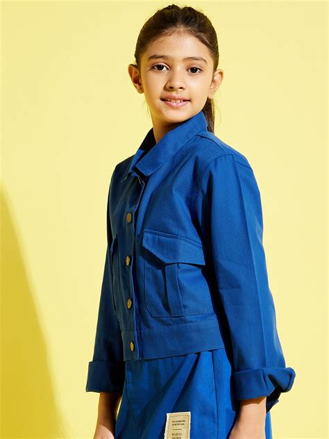 Buy Girls Blue Front Button Twill Jacket Online at Sassafras