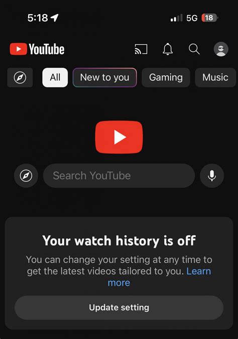 YouTube showing "Your watch history is off" instead of videos - gHacks Tech News