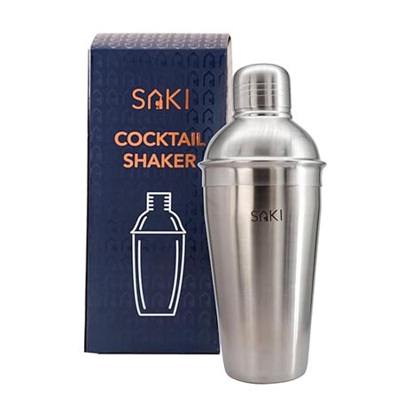 Buy SAKI Stainless Steel Ring Design Cocktail Shaker with Strainer ...