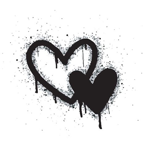 Set of graffiti hearts Signs Spray painted in black on white. Love ...